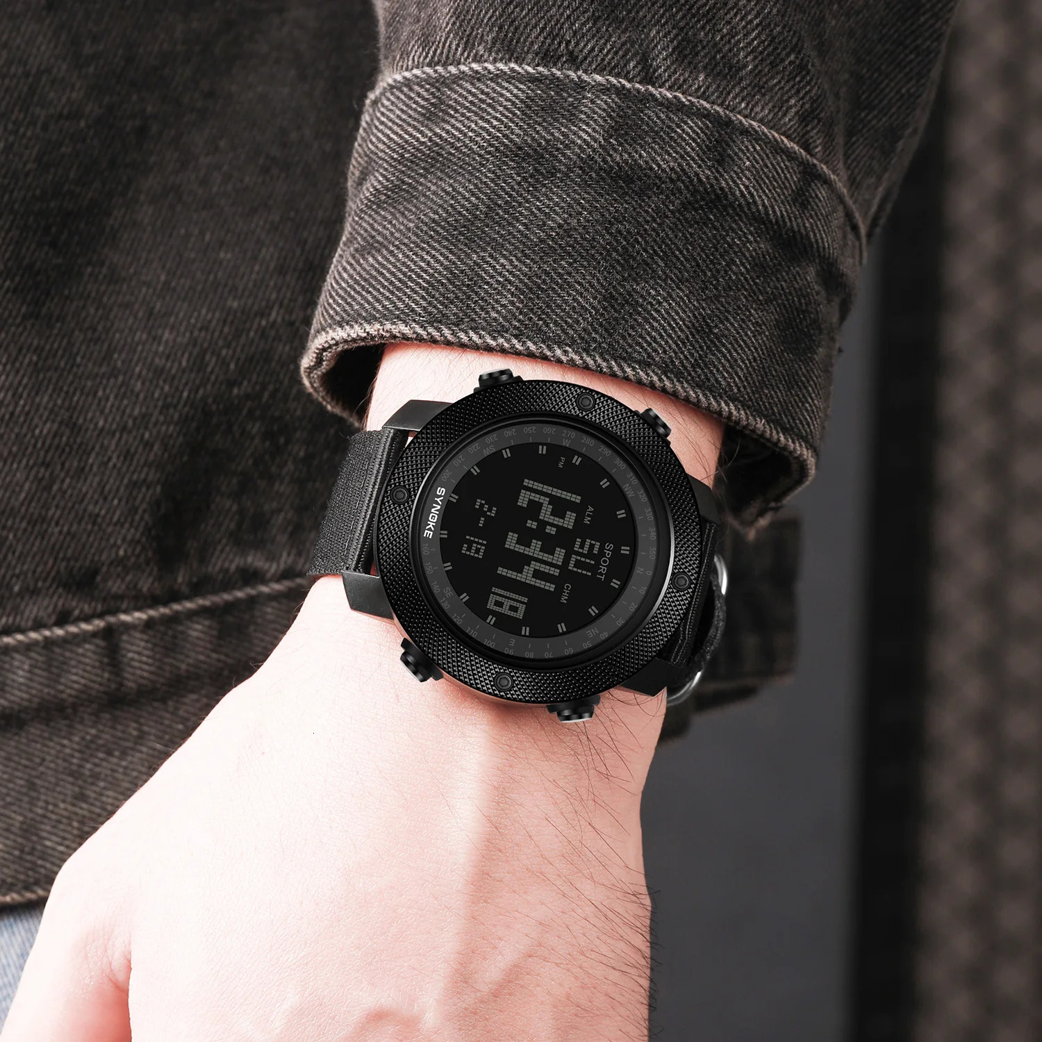 Nylon Strap Mens Watches Waterproof 5Bar SYNOKE Digital Military Sport Watch for Men Large Black Dial Watch Men 251228