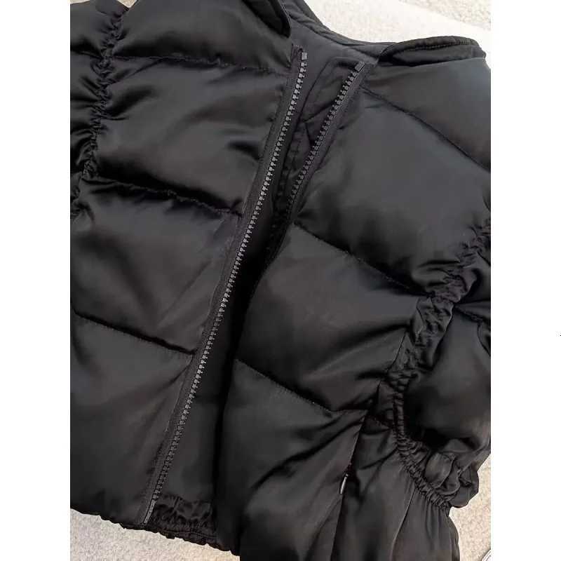 Shoulder High Waist Short Vest Lightweight Chalecos Para Mujer Black Waistcoat Women Roupas Femininas Tops Y2k Jacket ParkasT251129