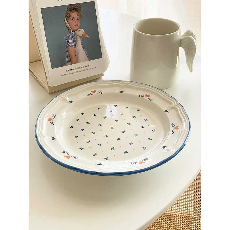 Luxury Porcelain Plate Korean Style Ins Round Household Tablewarer Cake Dessert Fruit Afternoon Tea Plates Personal Items Y251129