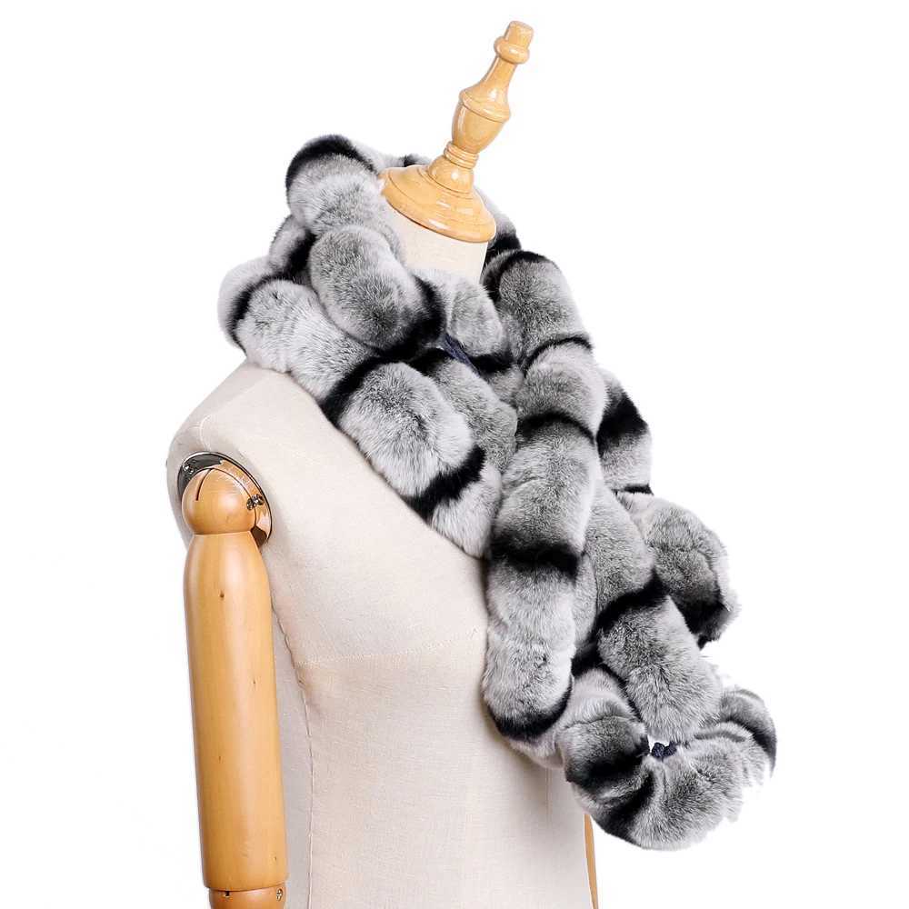 Genuine Womens Winter Warm Soft Real Rex Rabbit Fur Hand Sew Scarf Girls Scarves Wraps Fashion Neck Warmer Shawl ScarfsJ251129