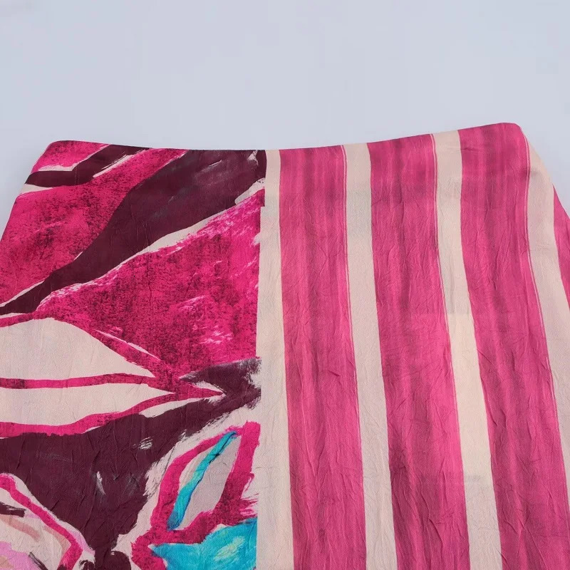 MUJER Print Satin Long Skirts for Women High Waist Midi Skirt Woman Summer Straight Womens Skirt Cylinder Vintage Woman Skirt 251126