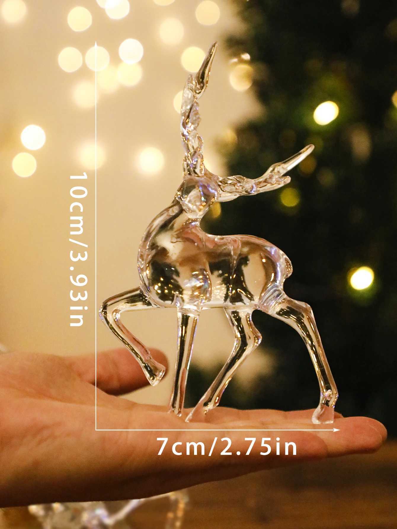 Christmas Crystal Reindeer Ornaments Transparent Acrylic Deer Figurines Festive Table Decor for Xmas Tree He Party Gifts H251129