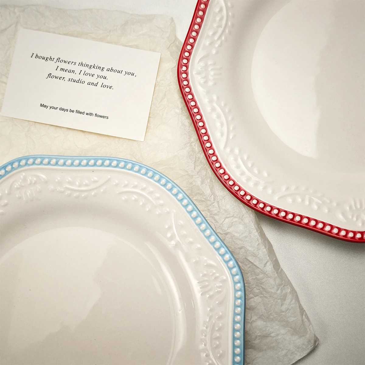 Luxury French Dessert Plates Exquisite Household Breakfast Dish Retro Coffee Shop Ceramic Tableware Chic Western Cuisine Plate Y251129