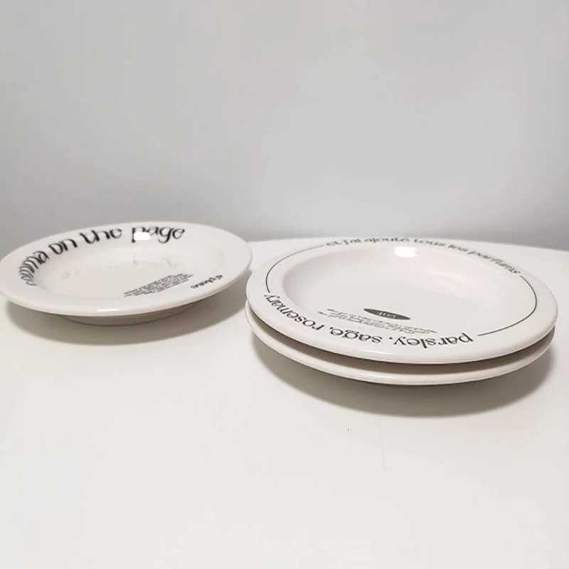 Luxury French Ceramic Dining Plate Household Letter Versatile Disc Retro Western Restaurant Tableware Ins Style Breakfast Bread Plates Y251129