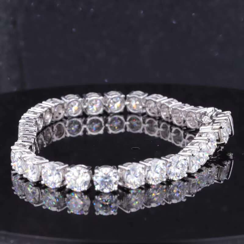 Starsgem 10 White Solid Gold 5mm Lab Grown Diamond Jewelry Tennis Bracelet