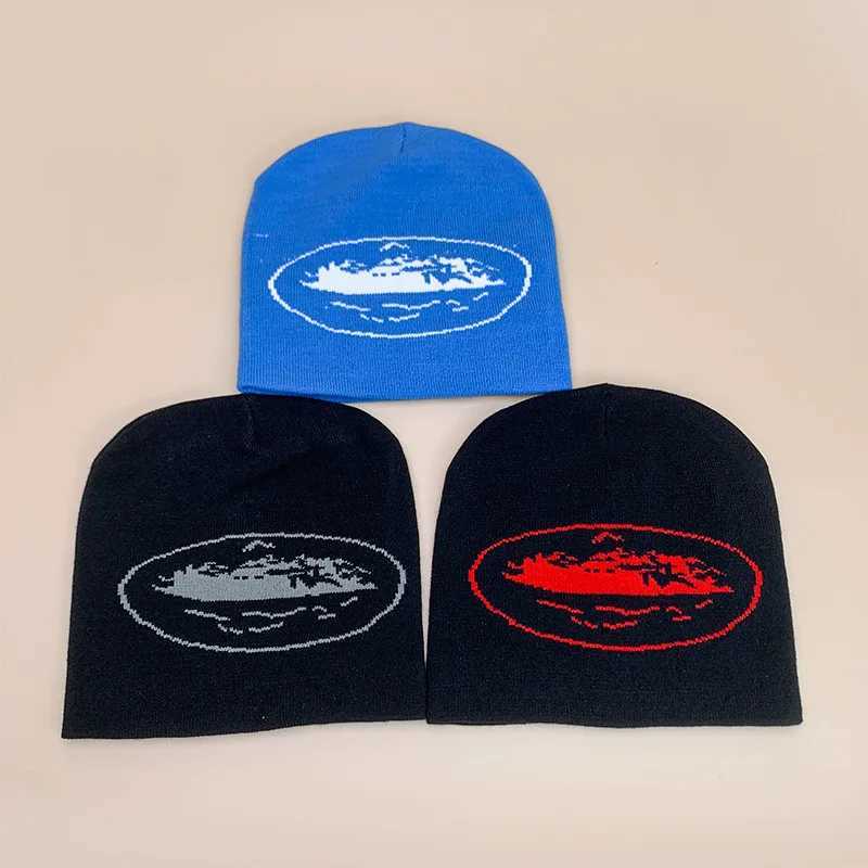 New Retro European American Knitted Hat for Men Women Street Hip-Hop Skateboarding Printing Beanies Hat Autumn Winter WarmXJ251129