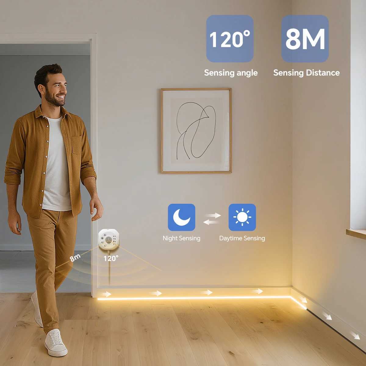 Running Water Flow Chasing LED Strip Lights 24V Motion Sensor Self-adhesive Tape Light For Stair Corridor Ceiling Room Decor M251129