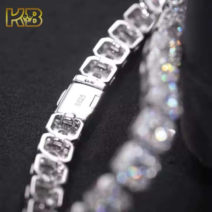 6mm Moissanite Tennis Bracelet for Men 925 Sterling Silver Plated Sparkling Halo Hip Hop Jewelry Wedding Anniversary Gift