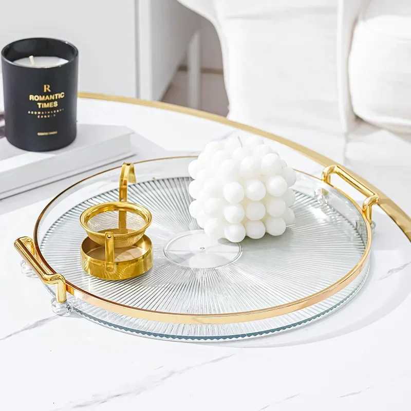 Round Storage Tray Home Living Room Coffee Table Tea Cup Storage Plate Acrylic Tray Aromatherapy Organizer Tray Home Decor Y251129