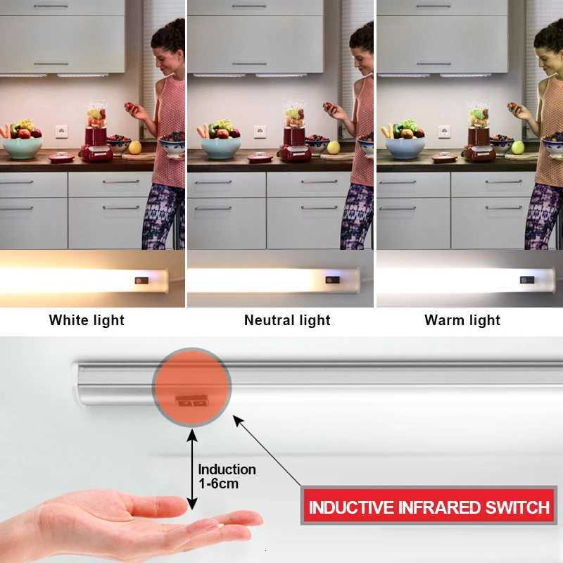 LED Light Under Cabinet Lights For Kitchen Hand Sweep Switch PIR Motion Sensor Closet Wardrobe Lamp 30/40/50cm Led Night Light M251129