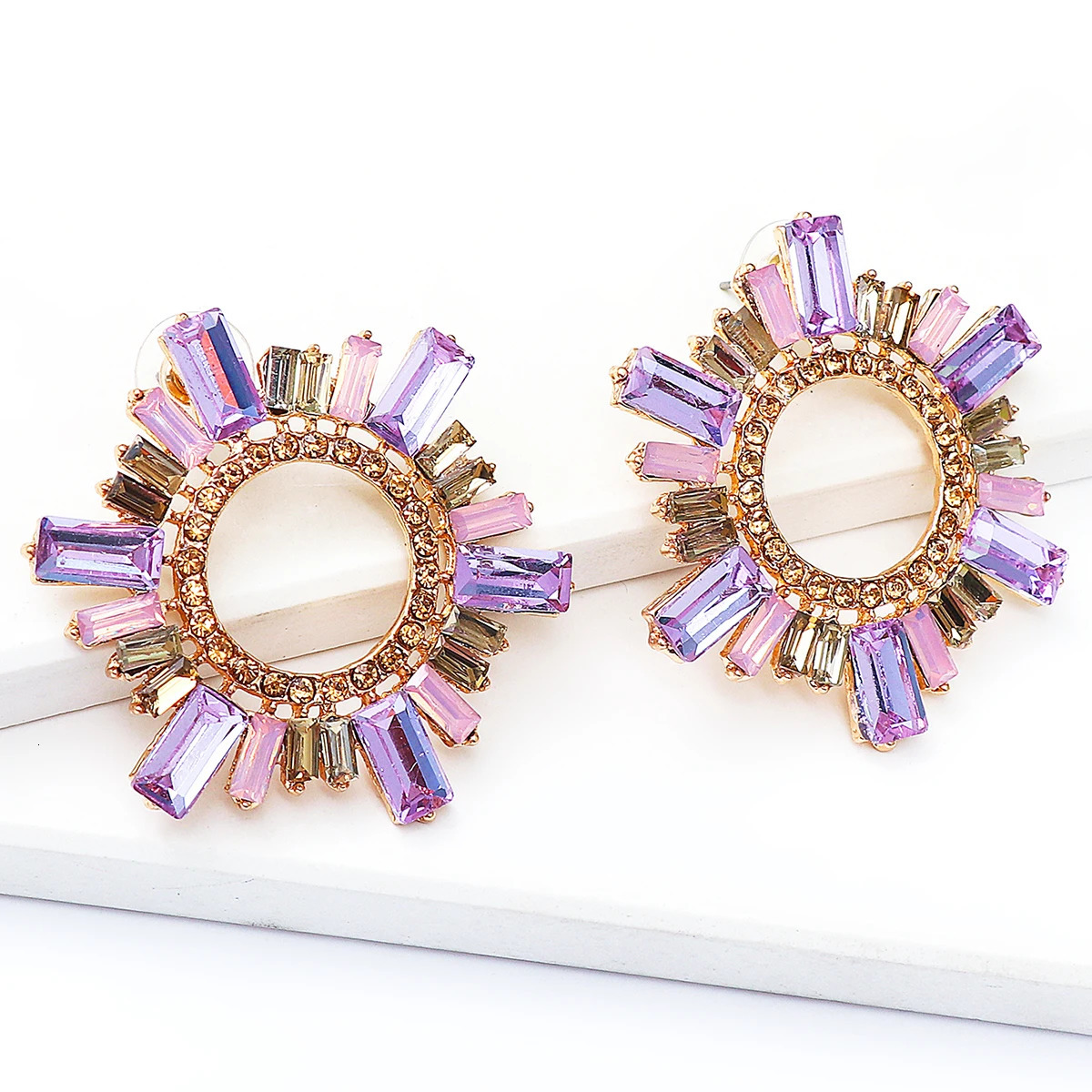 Trend Rhinestone Floral Drop Earrings for Women Dinner Wedding Accessories Fashion Statement Jewelry 251128