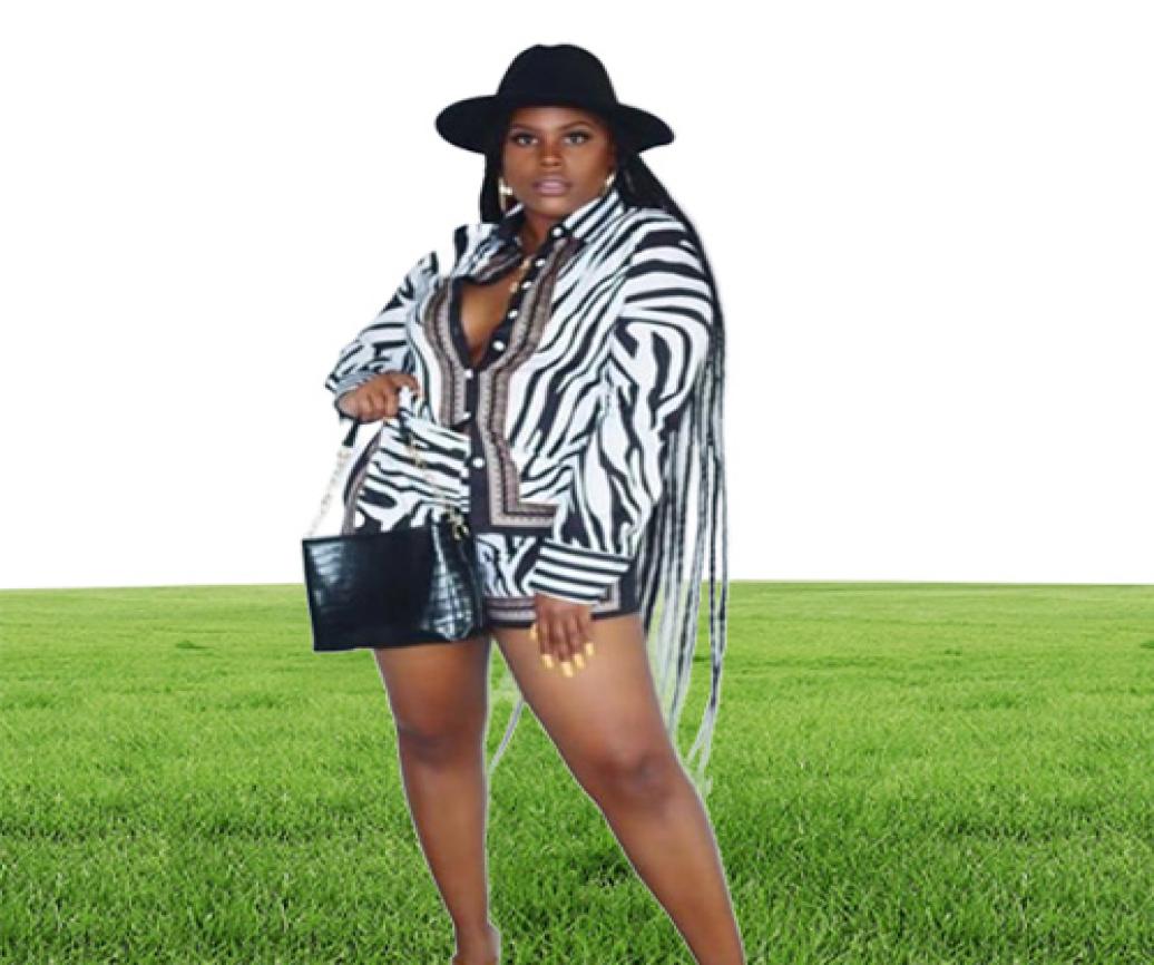 Women039s Tracksuits Autumn Two Piece Set Women Fashion Zebra Pattern Longsleeved Shirt Shorts Suit Ladies Casual4595871