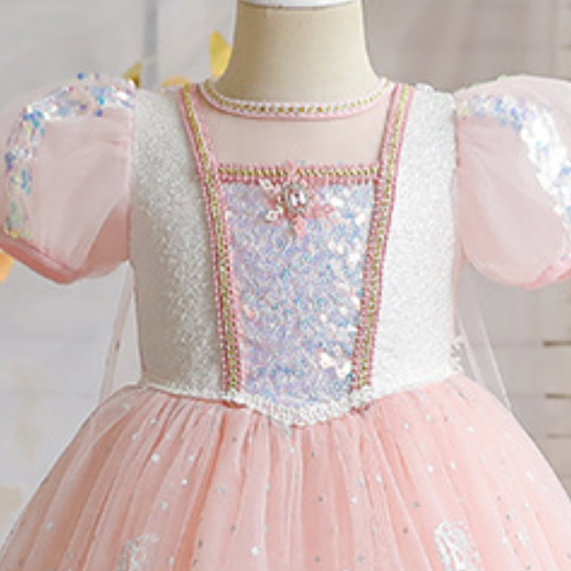 Disney princess dress evening dress birthday A-line skirt children's designer clothing Elsa princess dress baby clothing summer girls' short
