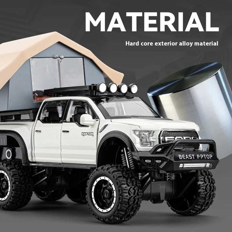 124 Raptor Pickup Truck Model Removable Simulated Alloy RV Off-road Toy Car With Sound and Light Boys Birthday Gift J251129
