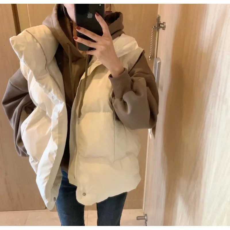 2025 Winter New Fashion Womens Turn-down Collar Zipper Casual Trendy Solid Color Loose Casual Trendy Sleeveless Vests FemaleT251129