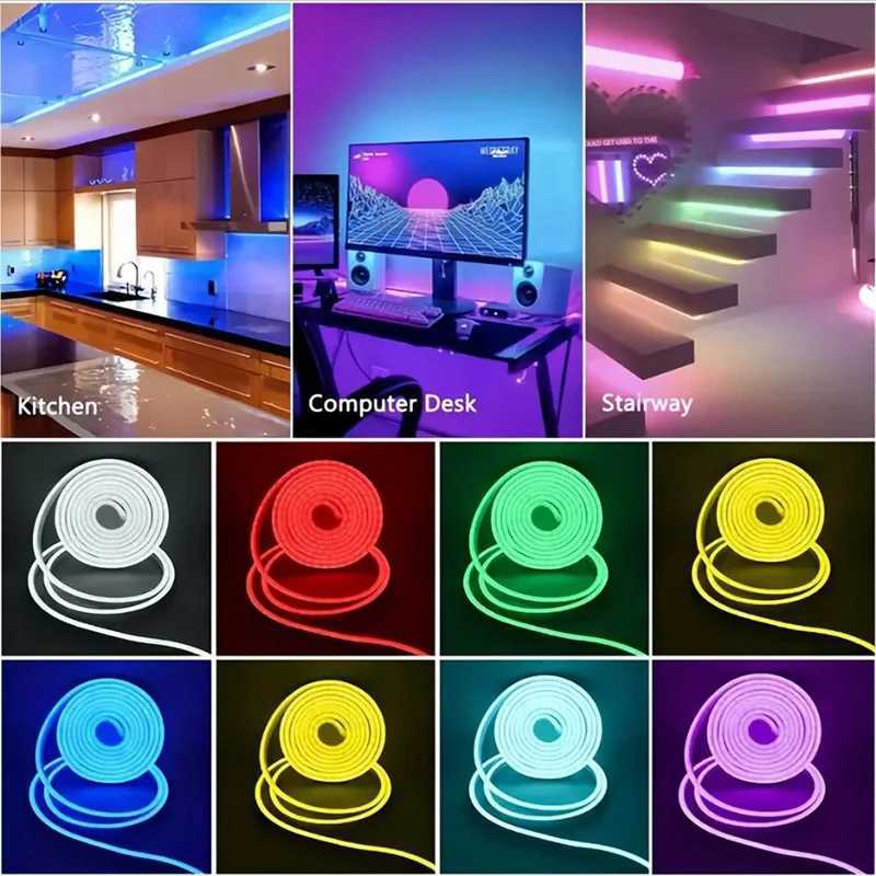 RGB Neon LED Strip 1/2/3/5M IP65 Waterproof DIY USB Neon Strip Tuya App Remote Control Flexible Ribbon for Home Decor Lighting M251129