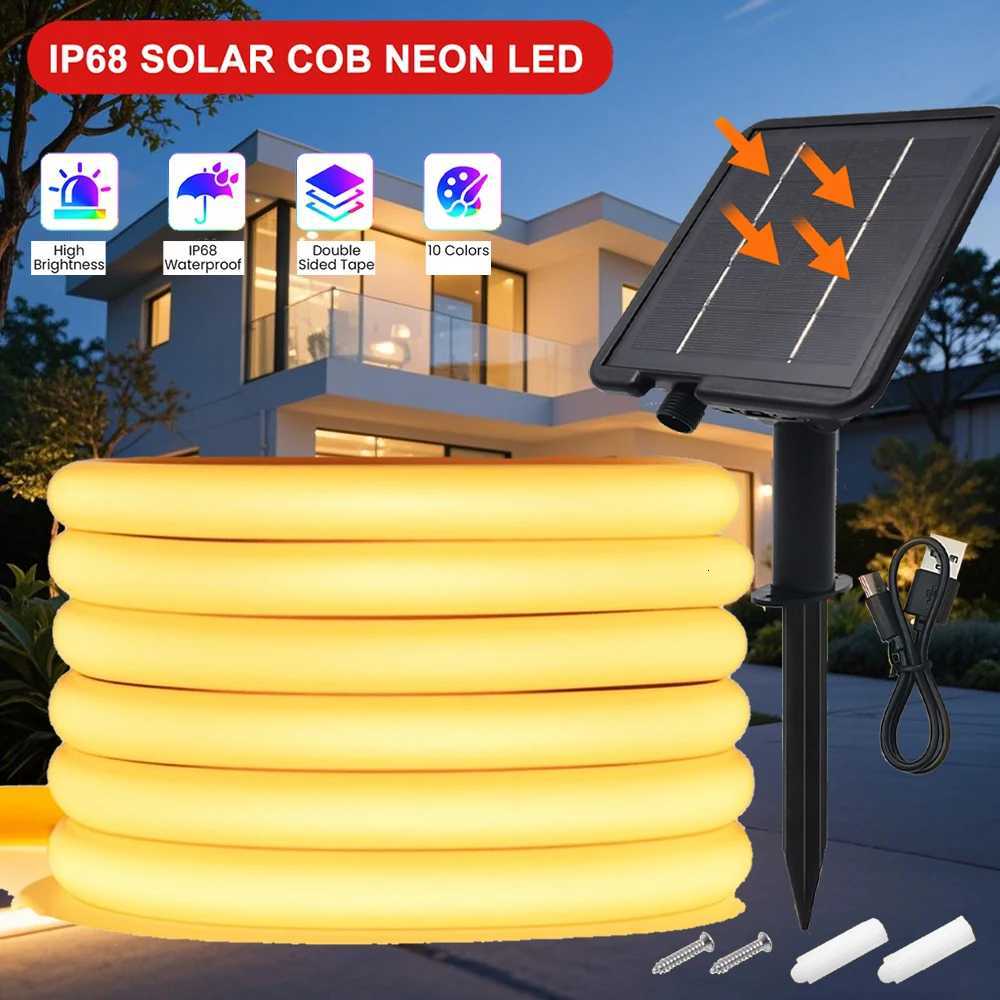 Solar Neon Light Strip 24V COB Waterproof IP68 Red Green Blue Warm Natural White 320LEDs/m Flexible High Density Linear Lighting M251129