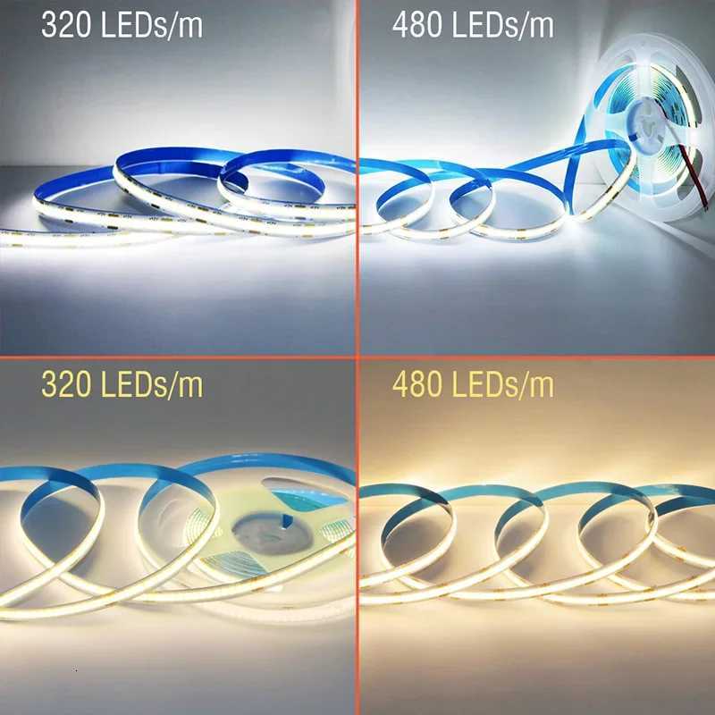320leds 480leds COB Strip LED Light Bar 12V 24V Warm White Red Mars Green Ice Blue Golden Yellow Pink Home Soft LED Light Strip M251129