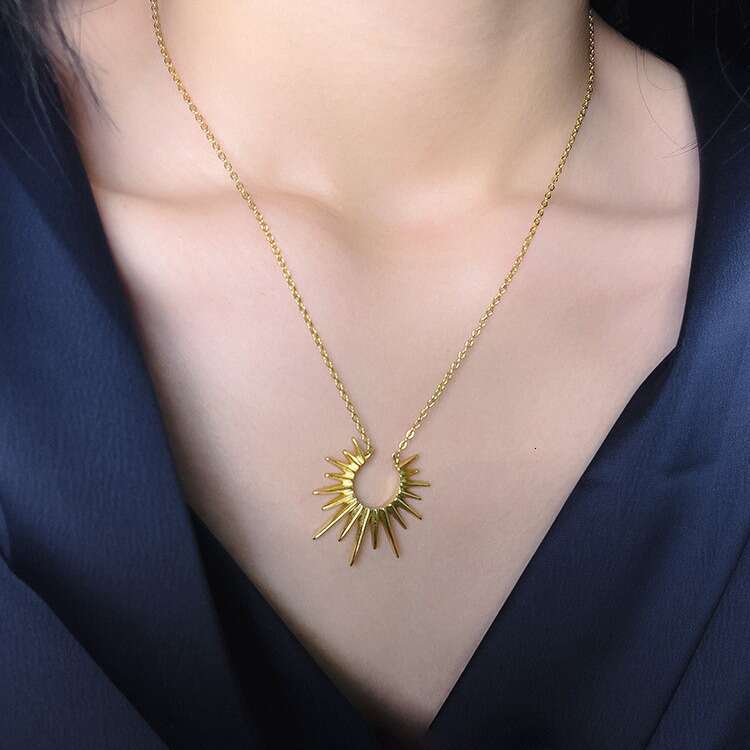 designers sun necklace womens instagram red titanium steel jewelry niche pendant medium length collarbone chain