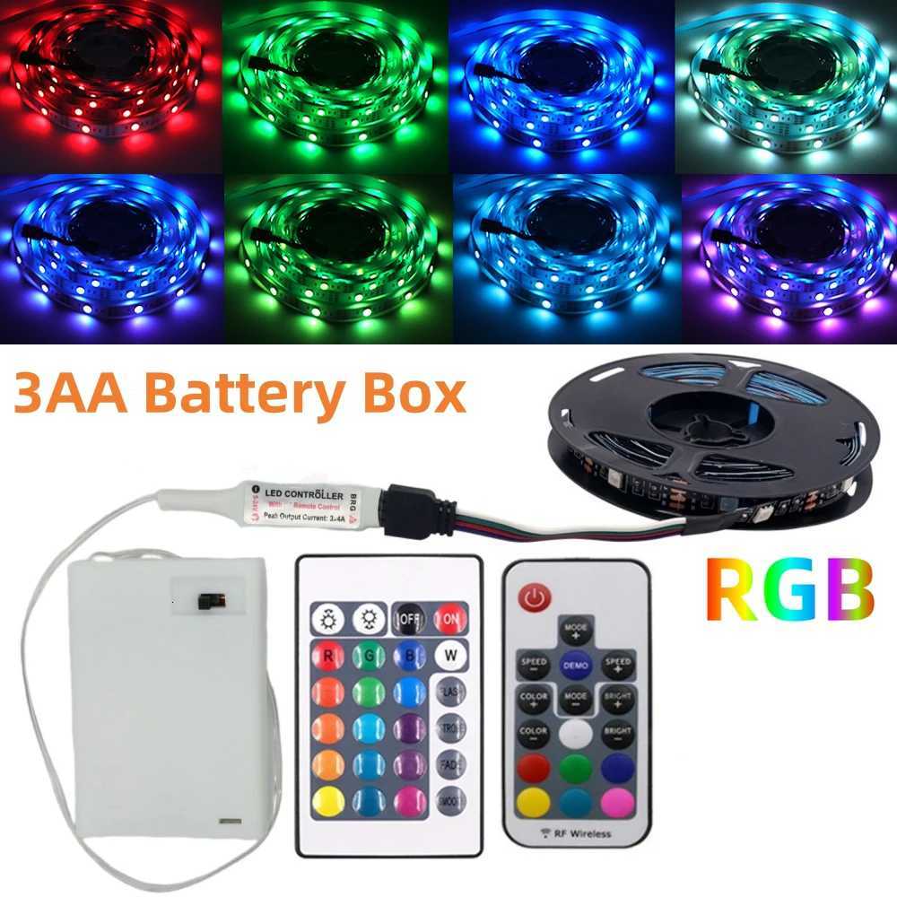 3AA Battery Power RGB Led Strip Light 5V 5050 with 3/17/24Key Remote Control Flexible Tape Waterproof Led Light TV Backlight M251129