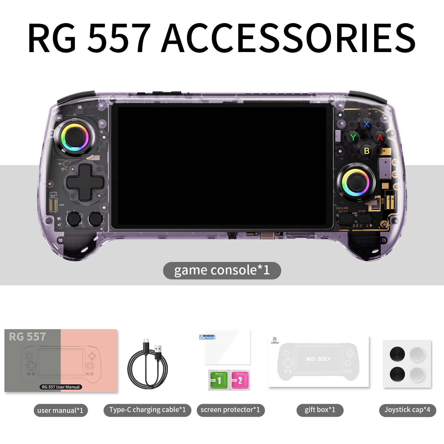 anbernic rg557 handheld game console 5 48 amoled screen dimensity 8300 android 14 highresolution joysticks video player rg 557 gaming consoles