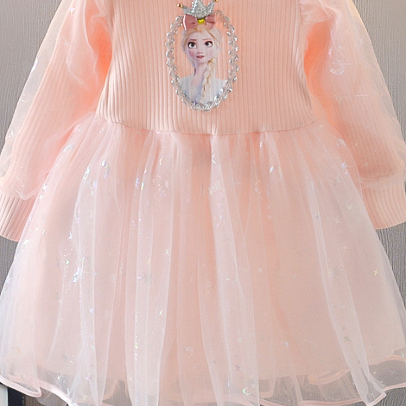 Disney Frozen Girls Princess Dress Beach Skirt Evening Gown Baby Designer Clothing Spring Set Elsa Princess Dress with Puff Sleeves and Sequin Gown Gi