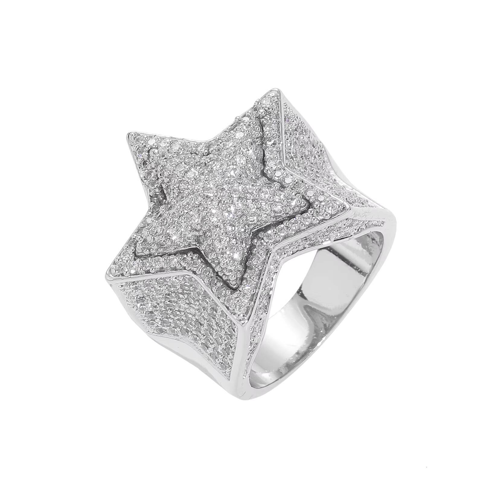 BES Hot Sale Hip Hop Rock Jewelry Zircon Iced Out Star Sign Rings for Men Jewelry