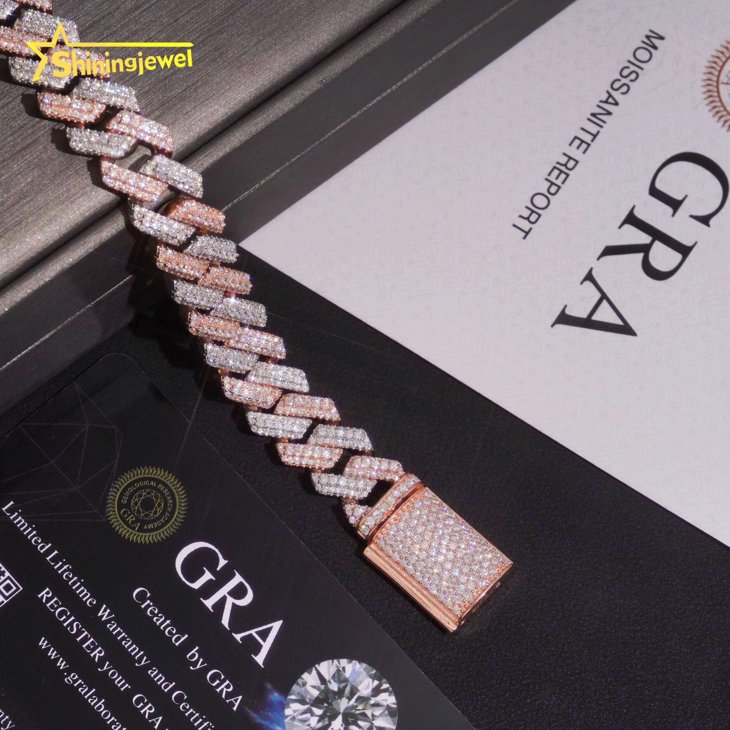 Two Tones13mm GRA Moissanite His Hers Matching Cuban Bracelets Couple Moissanite Jewelry Engraved Gift for Him Her