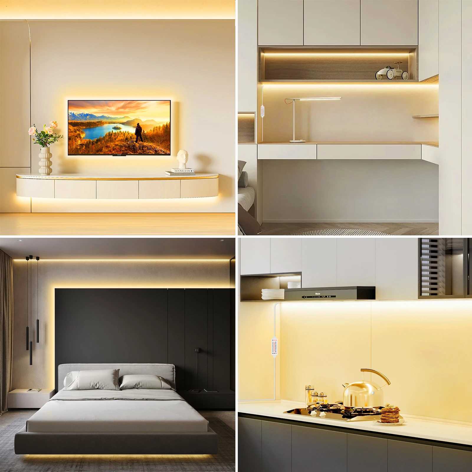 5V Dimmable COB LED Strip Light with Remote Control ON/OFF 1m 2m 3m 5m White/Warm White COB Strip Light For Indoor Home Lighting M251129