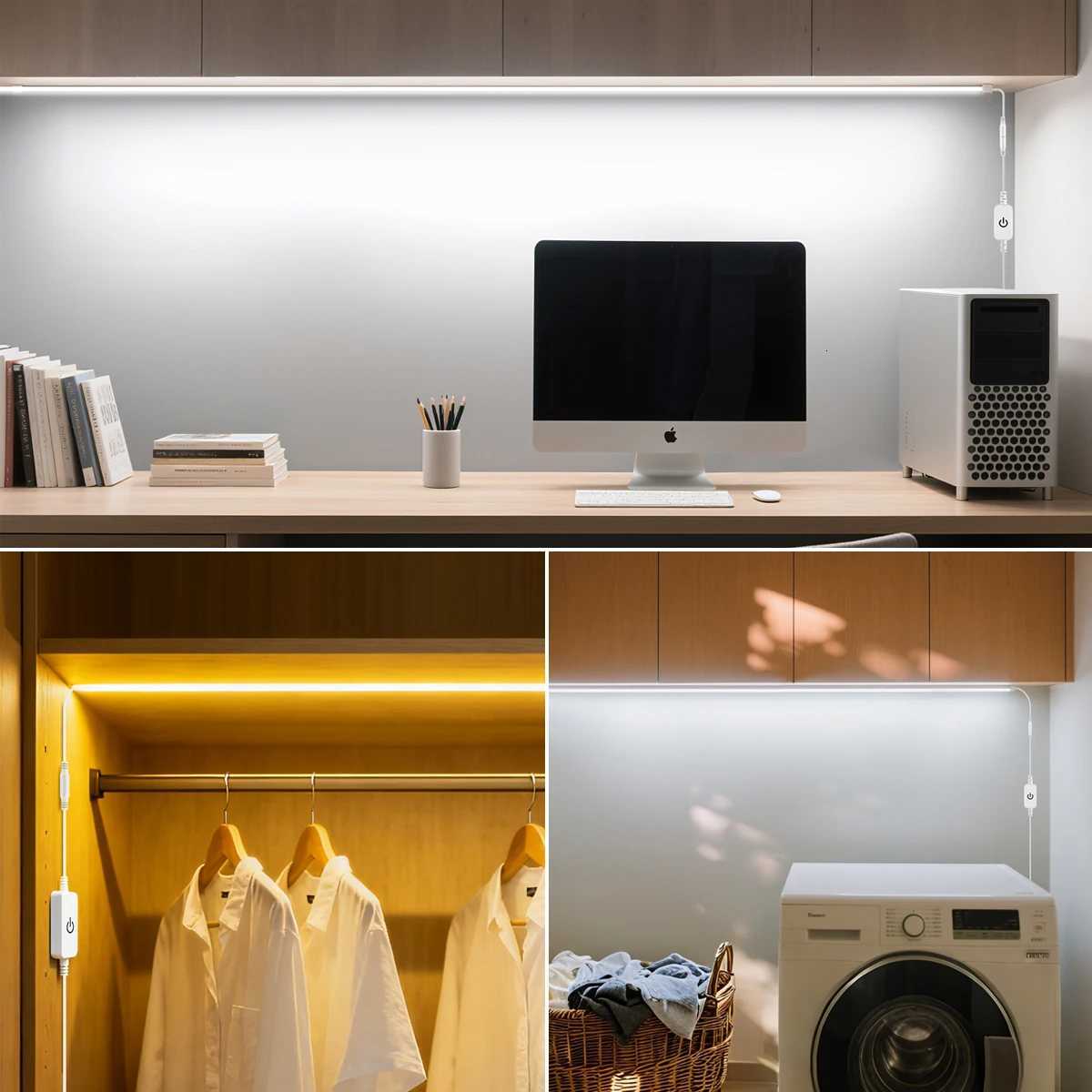 110V 220V to DC 24V Super Bright COB LED Strip with Touch Switch Neon Tape Ribbon 5M 10M Neon Lights For Kitchen Cabinet Decor M251129