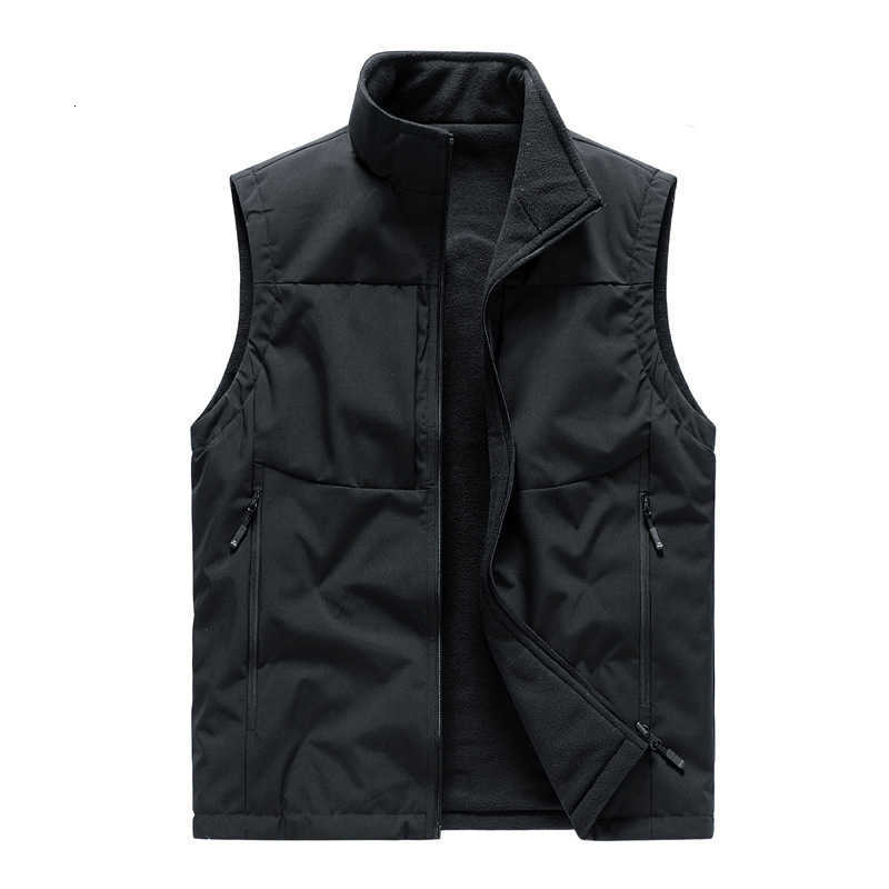 Men's double-sided fleece vest with multiple pockets, loose and warm, for outdoor and work wear.XJ251014