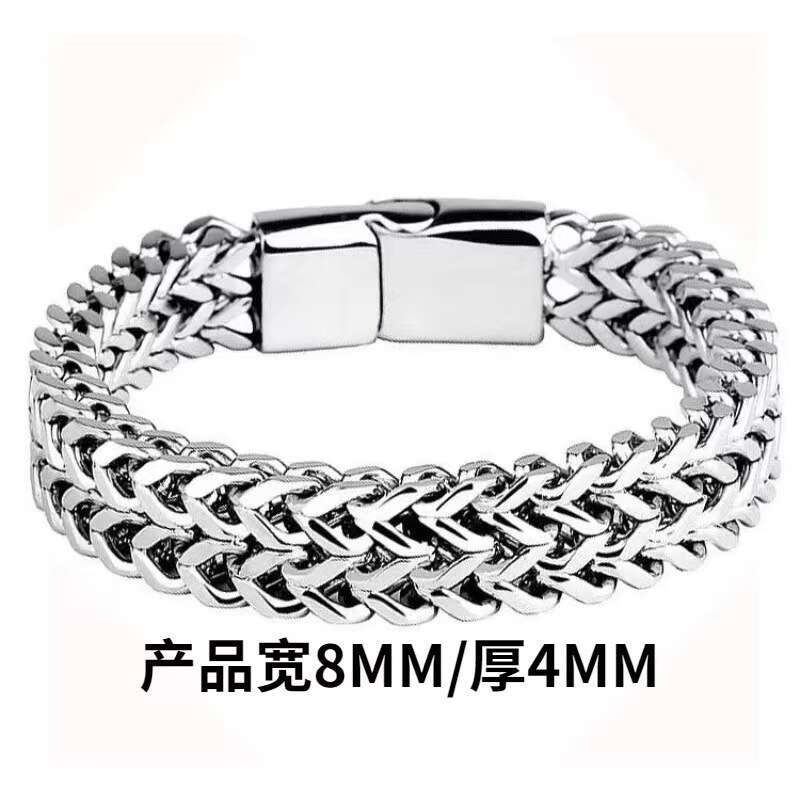 hip hop stainless steel front back mens bracelet simple and domineering punk highend feeling cuban bracelet trend