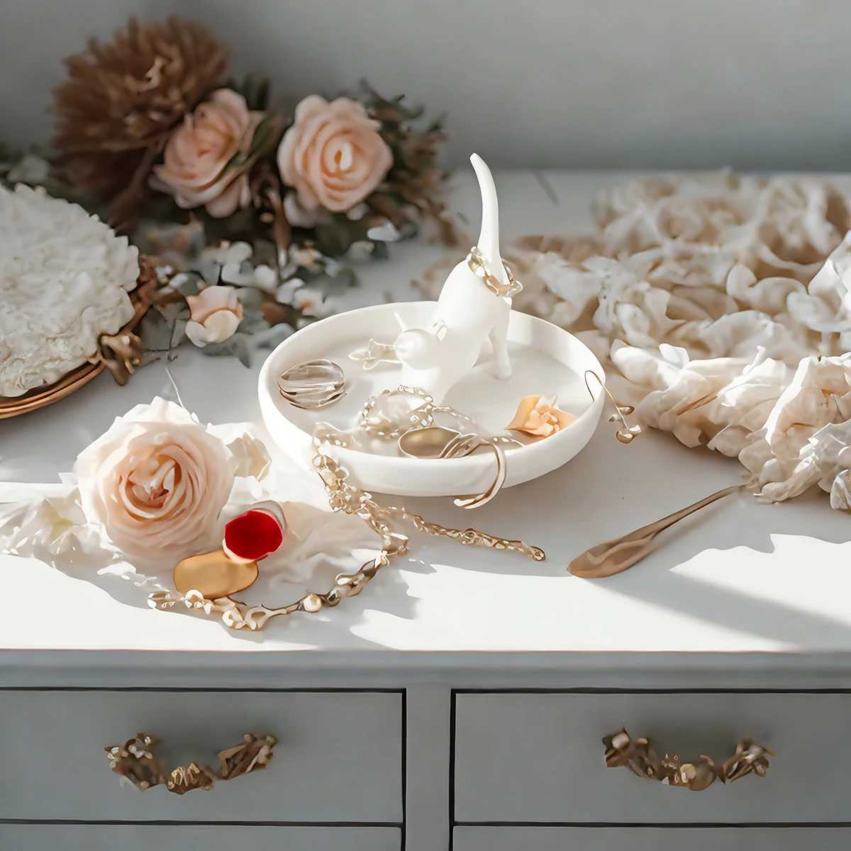 Cross - border Creative Cat - Shaped Jewelry Tray Nordic - style Home Decoration Suitable for Jewelry Storage Scenarios Y251129