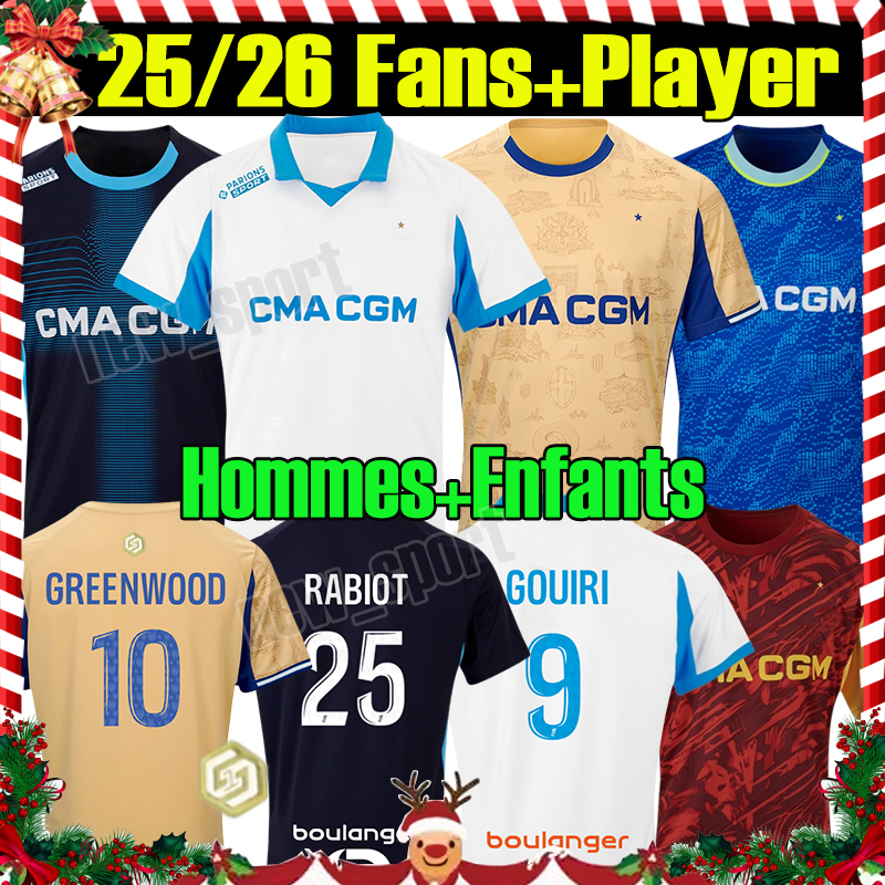 4XL 2025/26 OM GREENWOOD Fourth Soccer Jerseys GOUIRI RABIOT MarseilleES ROWE HOJBJERG HARIT BENNACER Home Away Men Kids Kit Socks kit maillot de Football Shirts