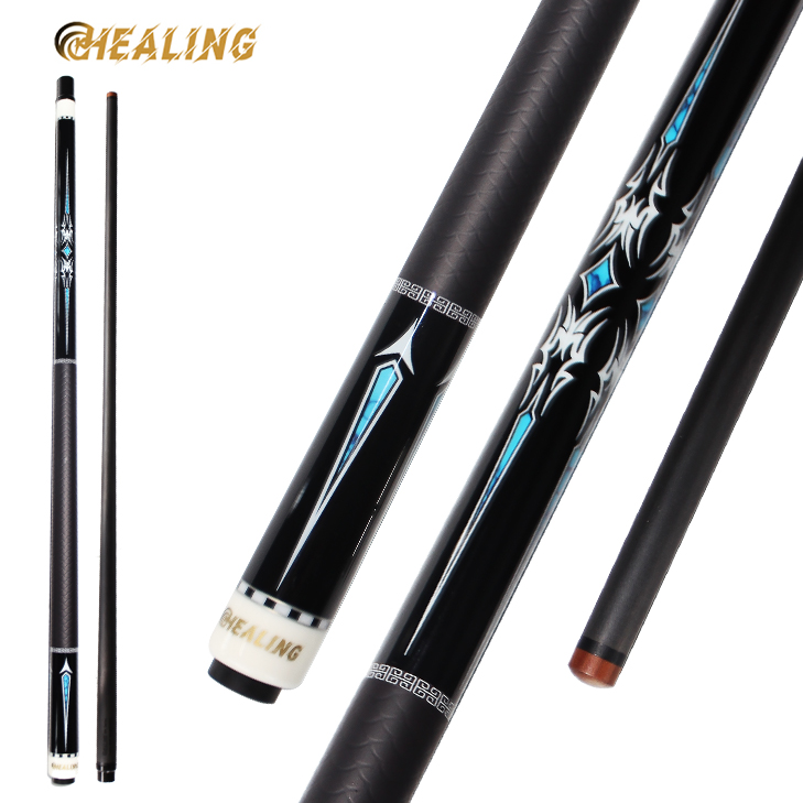 OKHEALING 1/2 Split Play Cue 14mm Tip Diameter Pool Cue Carbon Fiber Billiard Cue Radial 19~21oz Pool Cue Stick, Weight Adjustable Design 19-21Oz