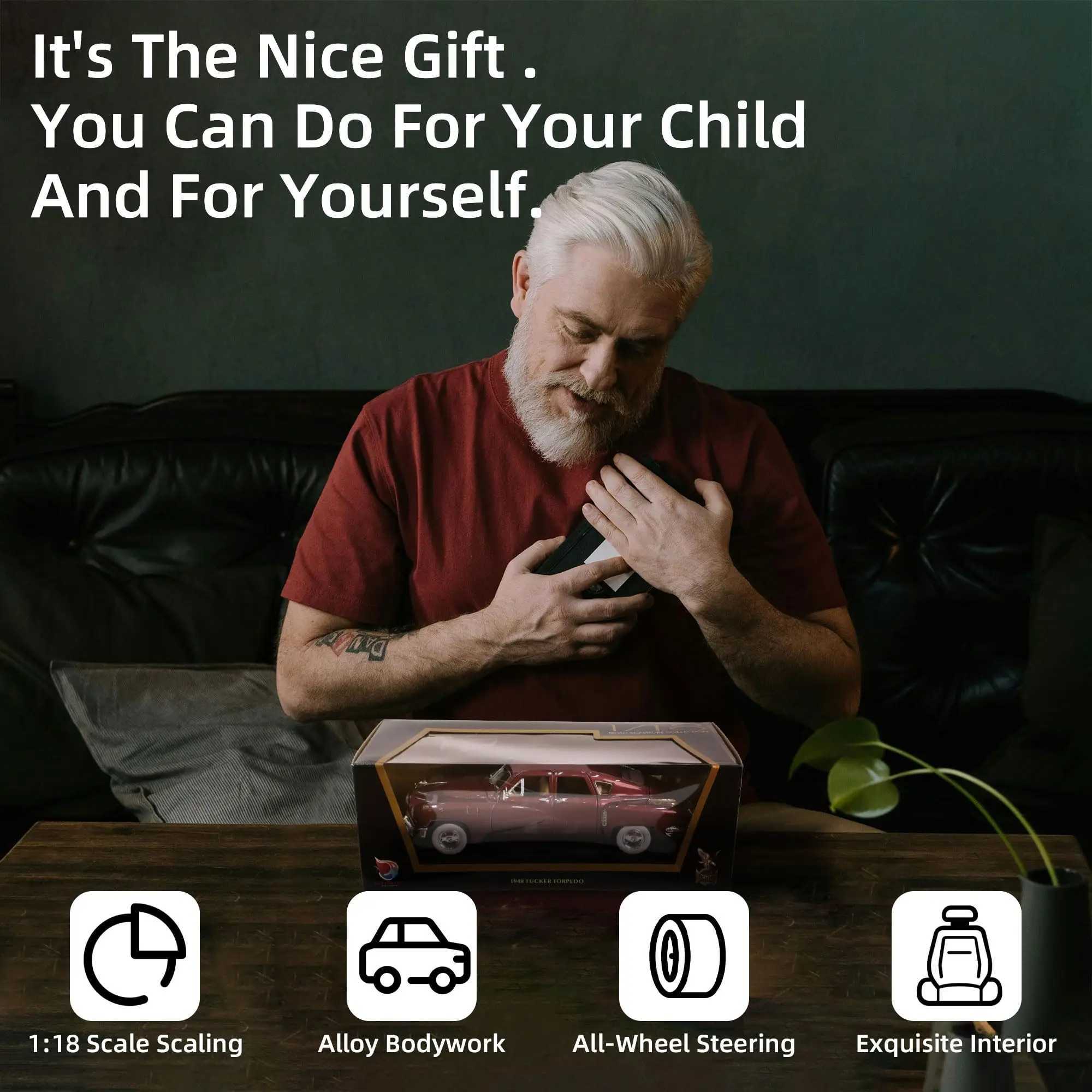 1948 Tucker Torpedo 1/18 Scale Die-Cast Metal Model Premium Classic Vintage Alloy Cars with Display Case J251129