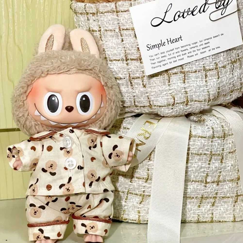 Labubu Fashion Accessories Spring and Autumn Pajama Set 17/38cm Labubu Doll Clothing Labubu Ropa X250429