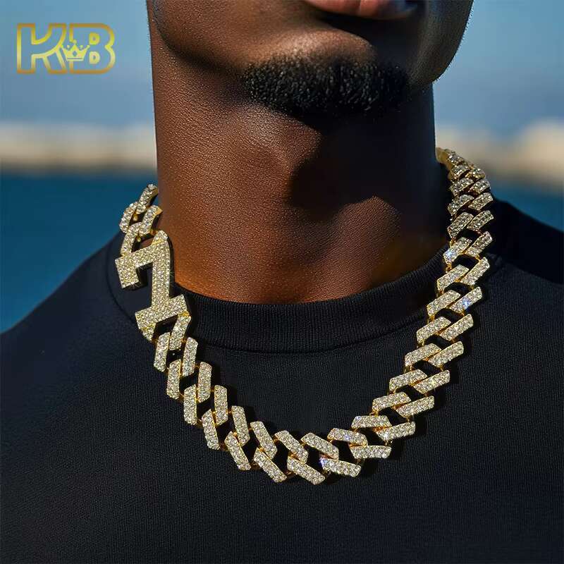 20mm 925 Sterling Silver Link Chain Necklace with Moissanite Luxury Single Row Hip Hop Jewelry for Hustlers Trendsetters