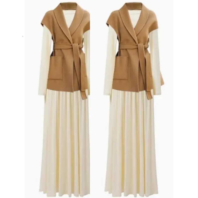 Fashionable Wool Vest for Women Autumn and Winter Double-Sided Wool Mid-length Elegant Waistcoat Coat Female Horse Clip JacketT251129