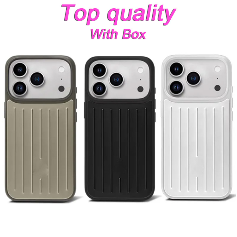 RIM Phone Case Suitcase Designer Silver iPhone Case for Apple iPhone 17 Pro Max 16 15 14 13 Aluminum Alloy MagSafe Cover Coque Funda Titanium Cases with box