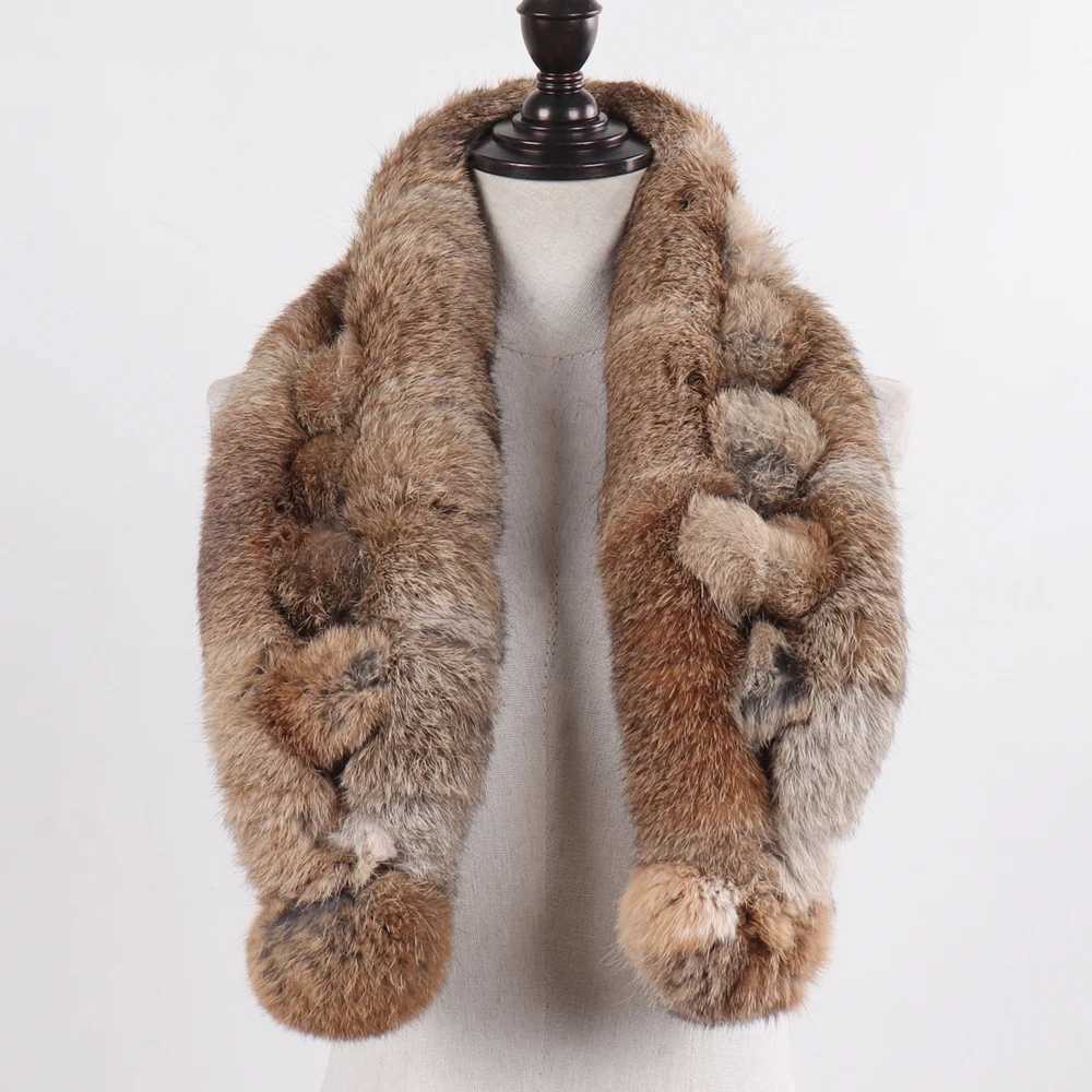 New Brand Lady 100 Natural Rabbit Fur Scarf Women Winter Thick Warm Real Fur Neckerchief Russia Female Outdoor Fur ScarvesJ251129