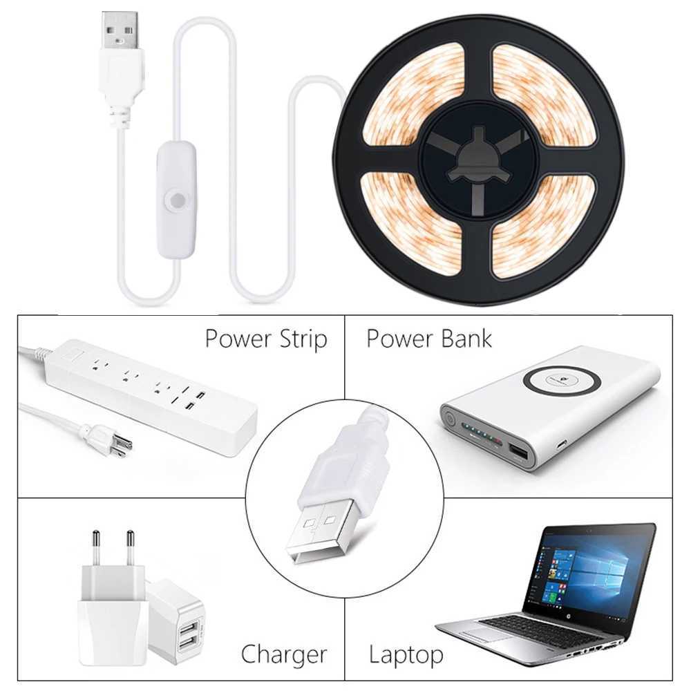 5V USB LED Strips SMD2835 White Warm Under Cabinet Lights Strip TV Background Lighting Tape Home Decor LED Flexible Ribbon Tape M251129