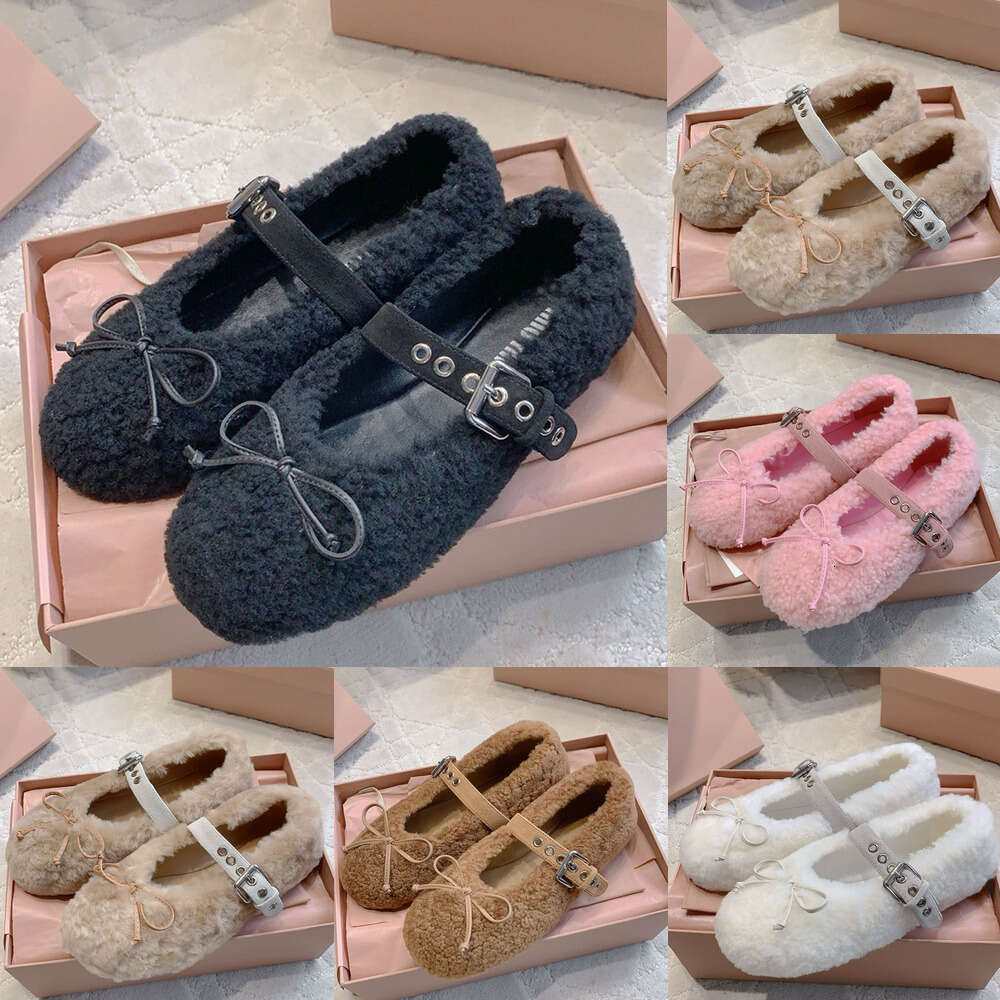 2025 New Autumn Winter Ladies Bean Shoes Womens fluffy Furry warm Wool Loafer Shoe Designer shoe woman Luxury Shearling mary jane ballet flat Suede Loafers