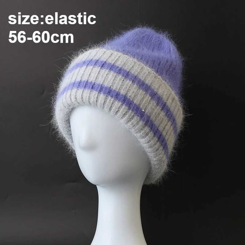 2025 Sequin Angora Fluffy Winter Hat for Women Skullies Beanies Knitted Hat Outdoor Windproof Thick Warm Knit Cap cold weatherXJ251129