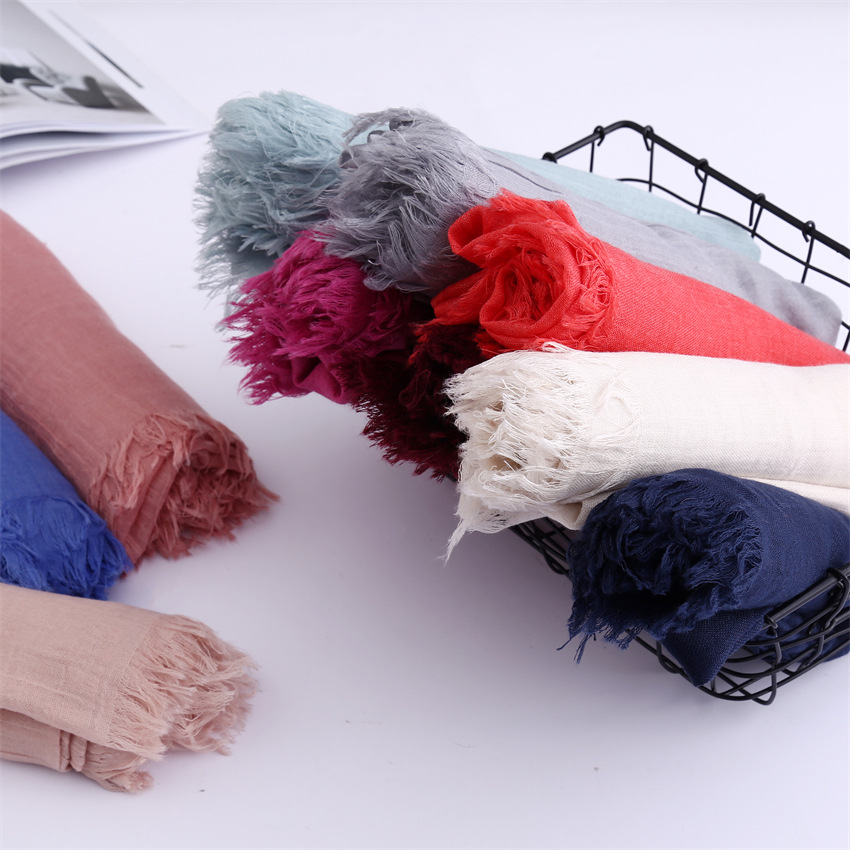 K696 Foreign trade scarf solid color cotton and linen towel spring, summer, autumn and winter women's literary sun protection warm shawl neck sca