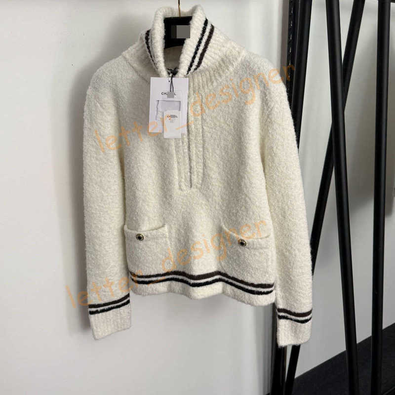 Designer Women's Sweaters High-End Slim Fit Dopamine Half-Zip Stand Collar Pullover Long Sleeve Cashmere Knit Sweater Top