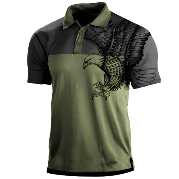 112 new men's short sleeved button printed casual pullover polo shirt