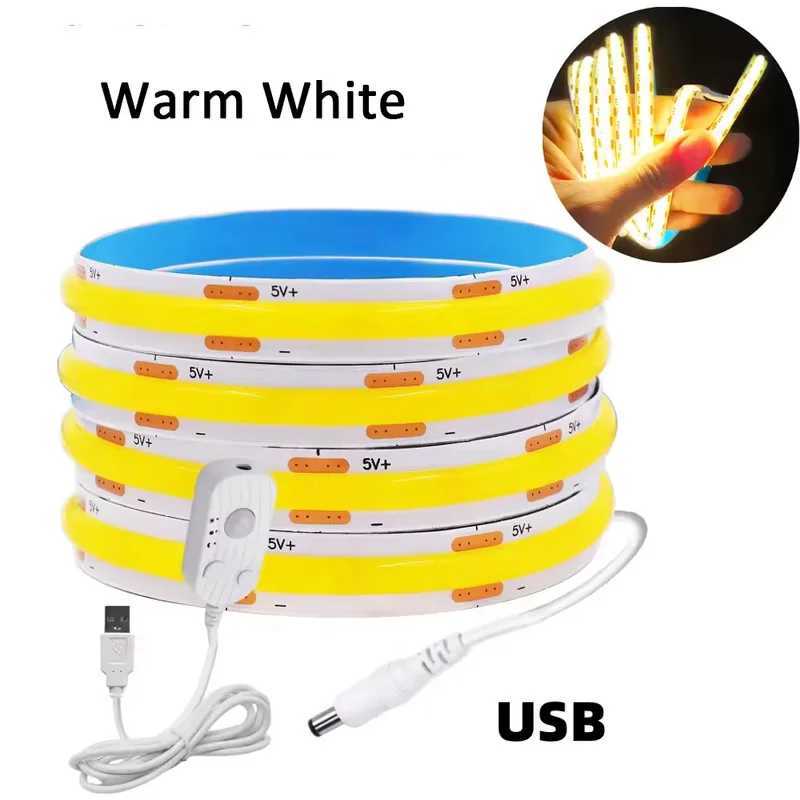 8MM Dimmable Flexible COB LED Strip Light Motion Sensor LED Ribbon USB Powered for Under Cabinet Kitchen Stairs Nightlights M251129