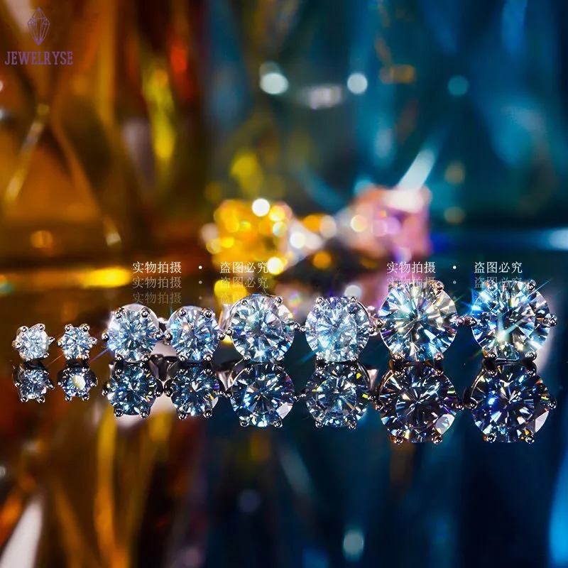 100% Real Moissanite Studs Earrings Pass Diamond tester For Men Women 925 Silver Platinum Plated Bride Wedding Gemstone Earrings