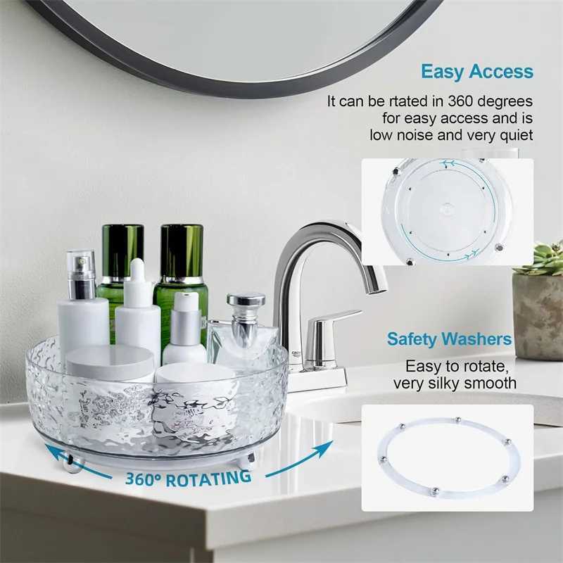 Makeup Perfume Organizer Tray 360 Degree Rotating Lazy Susan Makeup Brush Holder Skincare Cosmetics Storage with Large Capacity Y251129